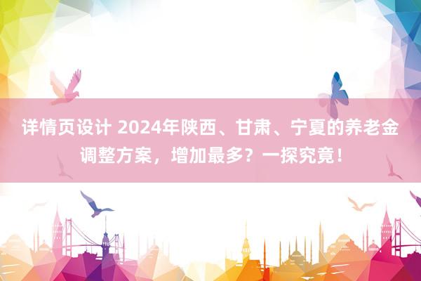 详情页设计 2024年陕西、甘肃、宁夏的养老金调整方案，增加最多？一探究竟！