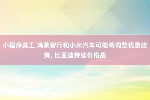 小程序美工 鸿蒙智行和小米汽车可能将调整优惠政策, 比亚迪持续价格战