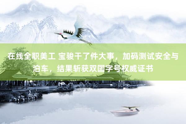 在线全职美工 宝骏干了件大事，加码测试安全与泊车，结果斩获双国字号权威证书