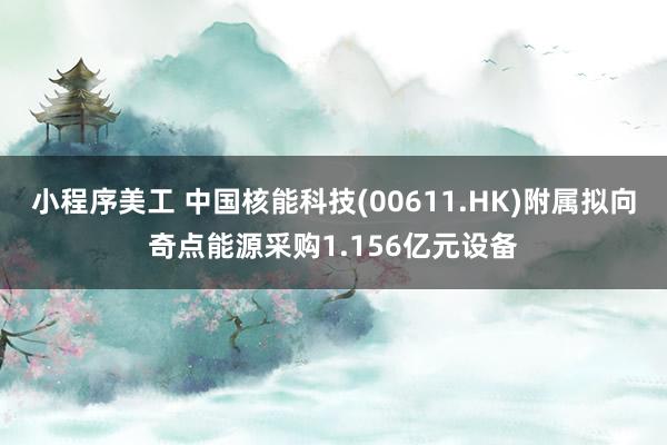 小程序美工 中国核能科技(00611.HK)附属拟向奇点能源采购1.156亿元设备