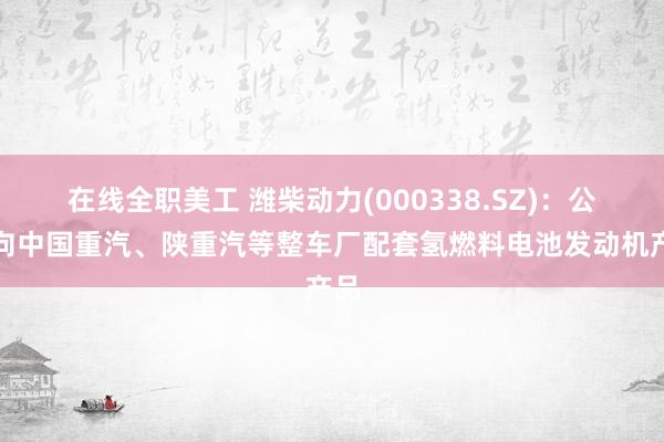 在线全职美工 潍柴动力(000338.SZ)：公司向中国重汽、陕重汽等整车厂配套氢燃料电池发动机产品